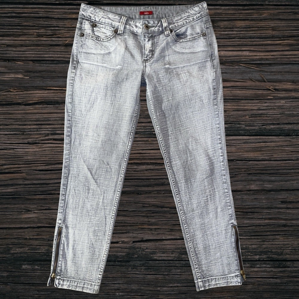 Guess Jeans Womens Biker Moto Capri Grey Size 29 Stretch Denim Gray
